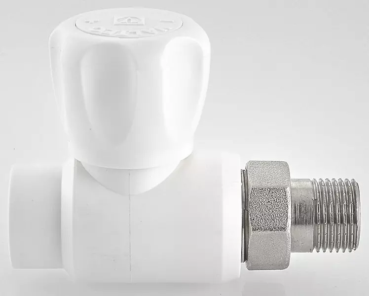 

Клапан полипропилен магистральный «Valtec» VTp.717.V.02505 25мм-3/4" прямой НР-муфта (американка) никель