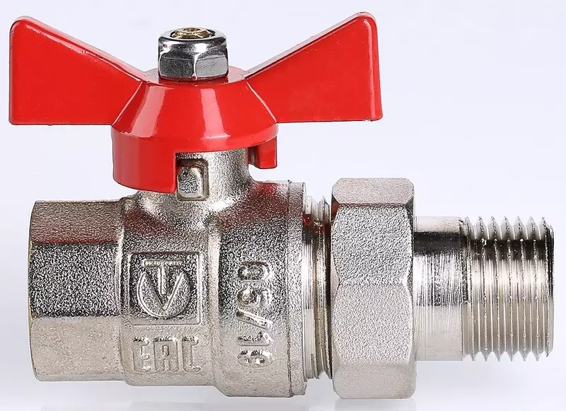 

Кран шаровой магистральный «Valtec» Base VT.227.N.07 1 1/4"-1 1/4" ВР-НР (американка) никель