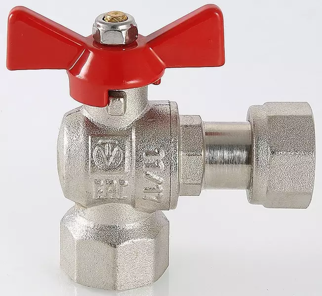 

Кран шаровой магистральный «Valtec» Base VT.266.N.0404 1/2"-1/2" с накидной гайкой ВР-ВР никель