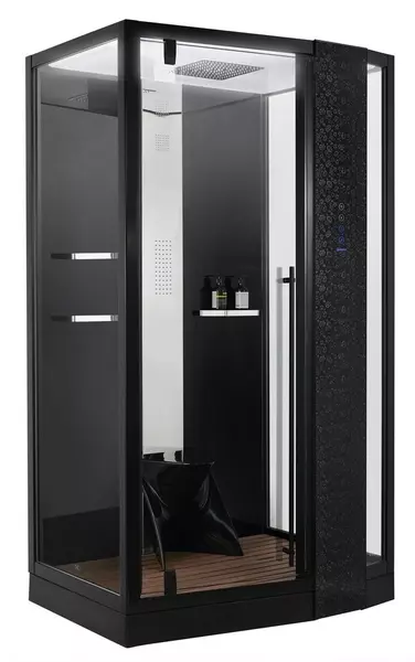 

Душевая кабина «Orans» SR-89105RS 120/90 низкий поддон прозрачная/чёрная с баней с гидромассажем с электрикой правая