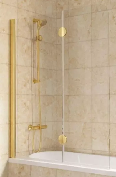 

Шторка на ванну стеклянная «Vegas Glass» E2V Lux 120/150 Crystal vision/золото глянцевое левая