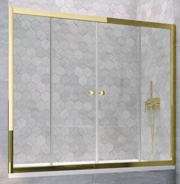 

Шторка на ванну стеклянная «Vegas Glass» Z2V Tur Novo 185/140 Crystal vision/золото глянцевое