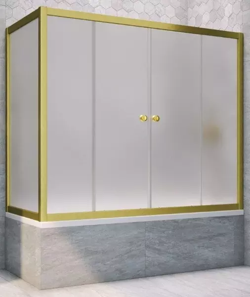 

Шторка на ванну стеклянная «Vegas Glass» Z2V+ZVF Novo 155/70 сатин/золото матовое универсальная