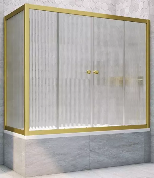 

Шторка на ванну стеклянная «Vegas Glass» Z2V+ZVF Novo 155/70 Moru рифлёная/золото матовое универсальная