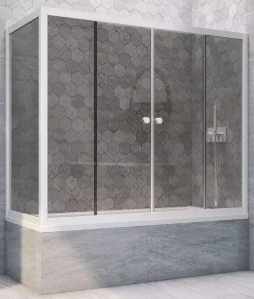 

Шторка на ванну стеклянная «Vegas Glass» Z2V+ZVF Novo 155/75 графит/белая универсальная
