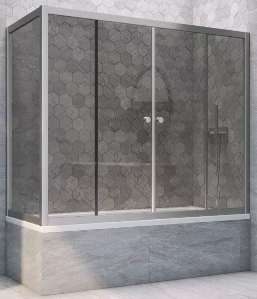 

Шторка на ванну стеклянная «Vegas Glass» Z2V+ZVF Novo 155/75 графит/хром матовая универсальная