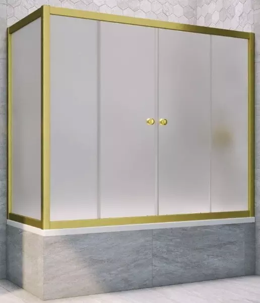 

Шторка на ванну стеклянная «Vegas Glass» Z2V+ZVF Novo 155/85 сатин/золото матовое универсальная