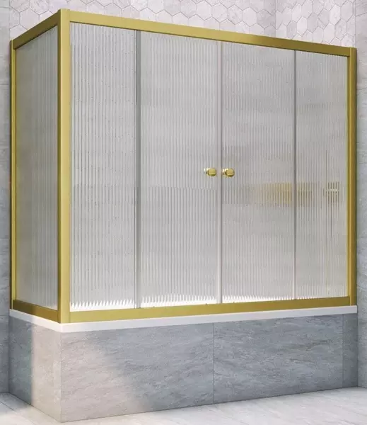 

Шторка на ванну стеклянная «Vegas Glass» Z2V+ZVF Novo 160/70 Moru рифлёная/золото матовое универсальная