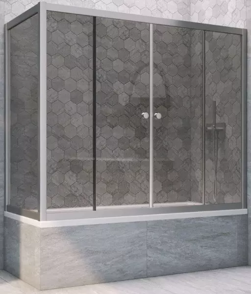 

Шторка на ванну стеклянная «Vegas Glass» Z2V+ZVF Novo 165/70 графит/хром матовая универсальная