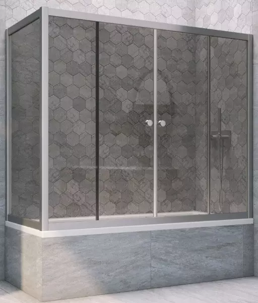 

Шторка на ванну стеклянная «Vegas Glass» Z2V+ZVF Novo 165/75 графит/хром матовая универсальная