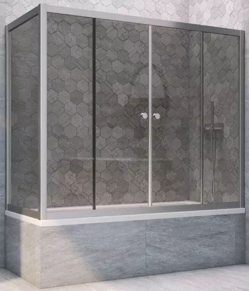 

Шторка на ванну стеклянная «Vegas Glass» Z2V+ZVF Novo 165/80 графит/хром матовая универсальная