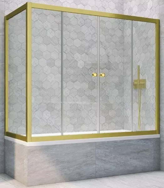 

Шторка на ванну стеклянная «Vegas Glass» Z2V+ZVF Novo 165/85 прозрачная/золото матовое универсальная