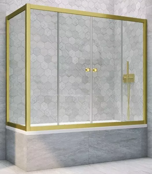 

Шторка на ванну стеклянная «Vegas Glass» Z2V+ZVF Novo 165/90 прозрачная/золото матовое универсальная