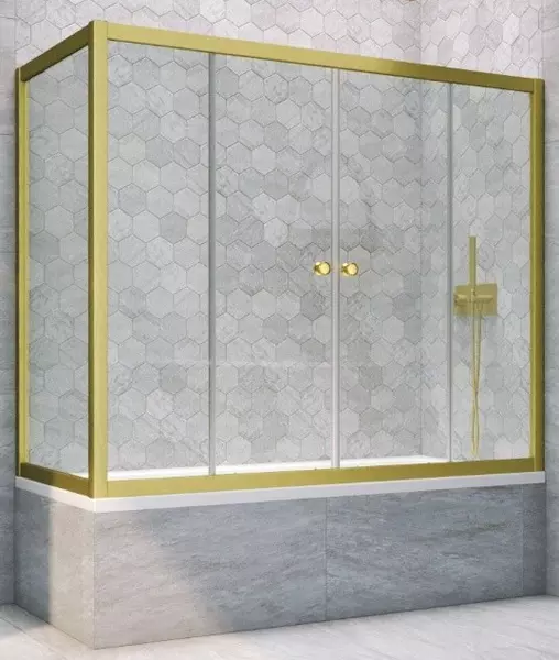 Шторка на ванну стеклянная «Vegas Glass» Z2V+ZVF Novo 165/90 Crystal vision/золото матовое универсальная