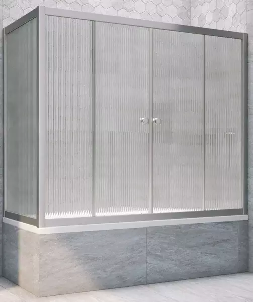 

Шторка на ванну стеклянная «Vegas Glass» Z2V+ZVF Novo 170/75 Moru рифлёная/хром матовая универсальная