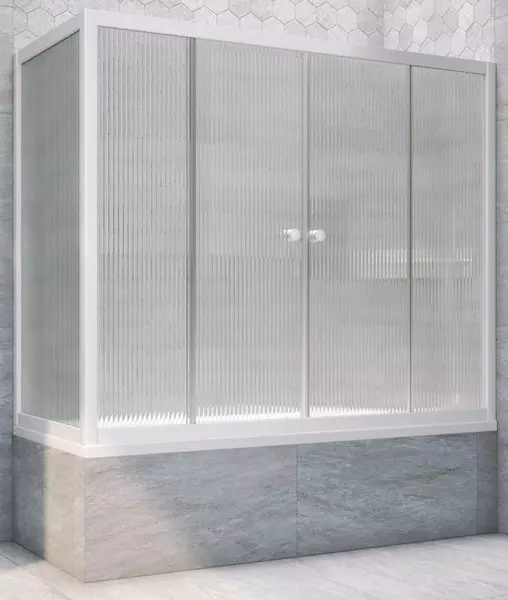 

Шторка на ванну стеклянная «Vegas Glass» Z2V+ZVF Novo 170/85 Moru рифлёная/белая универсальная