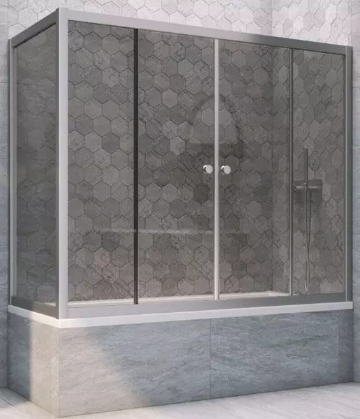 

Шторка на ванну стеклянная «Vegas Glass» Z2V+ZVF Novo 175/70 графит/хром матовая универсальная