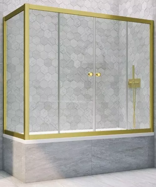 

Шторка на ванну стеклянная «Vegas Glass» Z2V+ZVF Novo 175/70 Crystal vision/золото матовое универсальная