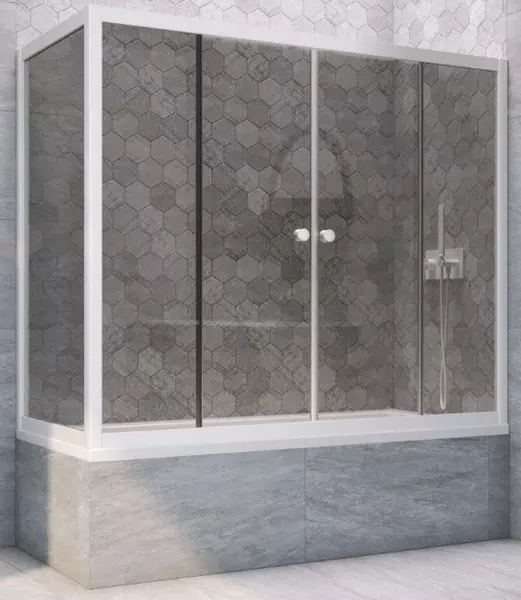 

Шторка на ванну стеклянная «Vegas Glass» Z2V+ZVF Novo 175/75 графит/белая универсальная