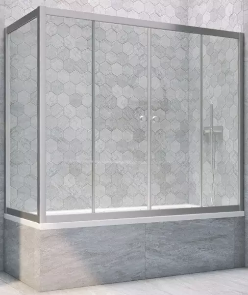 

Шторка на ванну стеклянная «Vegas Glass» Z2V+ZVF Novo 175/75 Crystal vision/хром матовая универсальная