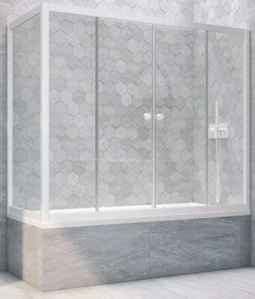 

Шторка на ванну стеклянная «Vegas Glass» Z2V+ZVF Novo 175/80 Crystal vision/белая универсальная
