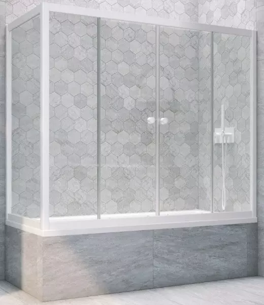 

Шторка на ванну стеклянная «Vegas Glass» Z2V+ZVF Novo 175/85 Crystal vision/белая универсальная