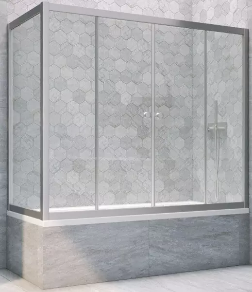 

Шторка на ванну стеклянная «Vegas Glass» Z2V+ZVF Novo 175/85 Crystal vision/хром матовая универсальная