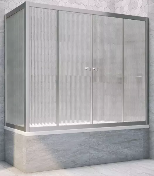 

Шторка на ванну стеклянная «Vegas Glass» Z2V+ZVF Novo 175/90 Moru рифлёная/хром матовая универсальная