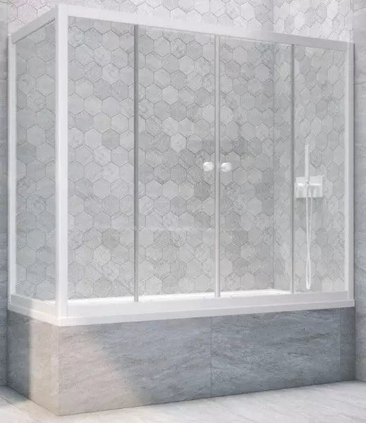 

Шторка на ванну стеклянная «Vegas Glass» Z2V+ZVF Novo 185/70 Crystal vision/белая универсальная