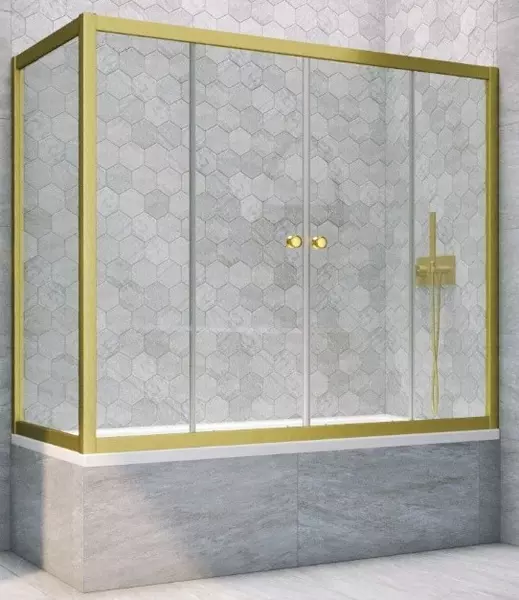 

Шторка на ванну стеклянная «Vegas Glass» Z2V+ZVF Novo 185/75 Crystal vision/золото матовое универсальная