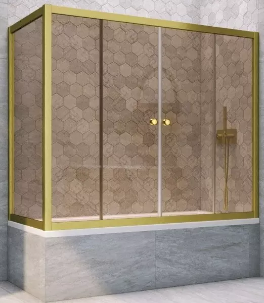 

Шторка на ванну стеклянная «Vegas Glass» Z2V+ZVF Novo 185/75 бронза/золото матовое универсальная