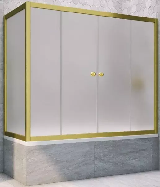 

Шторка на ванну стеклянная «Vegas Glass» Z2V+ZVF Novo 185/80 сатин/золото матовое универсальная