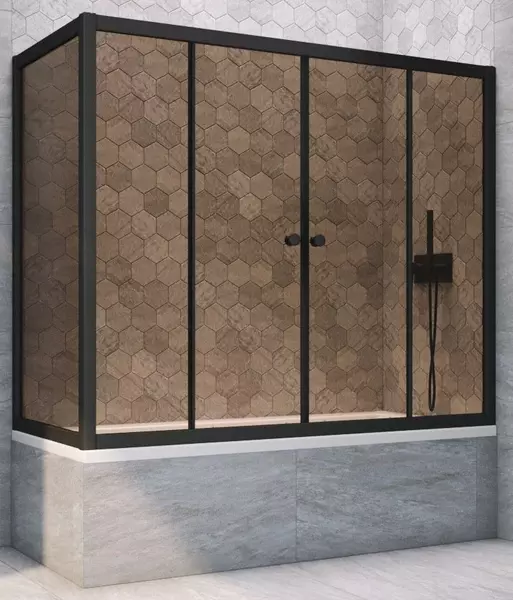

Шторка на ванну стеклянная «Vegas Glass» Z2V+ZVF Novo 185/85 бронза/чёрная матовая универсальная