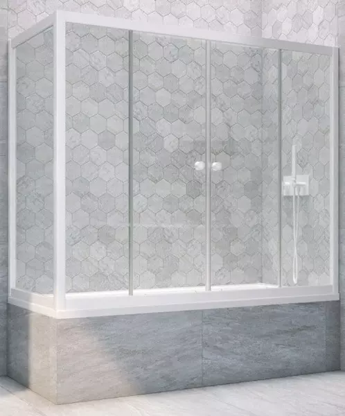 

Шторка на ванну стеклянная «Vegas Glass» Z2V+ZVF Novo 185/90 Crystal vision/белая универсальная