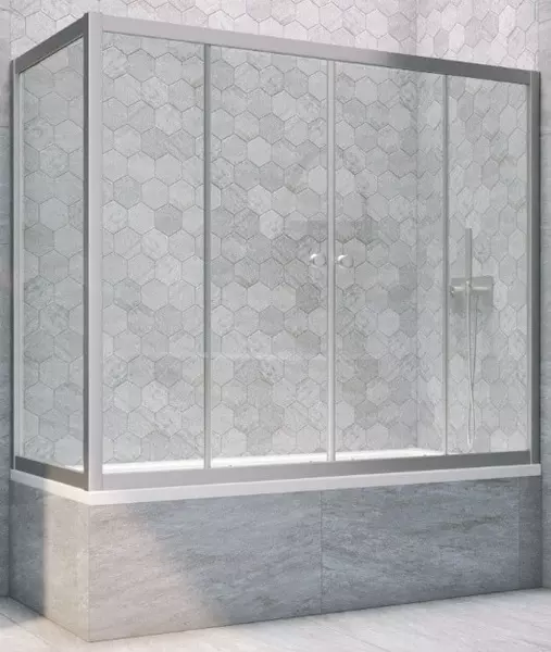 

Шторка на ванну стеклянная «Vegas Glass» Z2V+ZVF Novo 190/75 Crystal vision/хром матовая универсальная