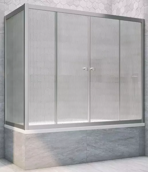 

Шторка на ванну стеклянная «Vegas Glass» Z2V+ZVF Novo 190/85 Moru рифлёная/хром матовая универсальная