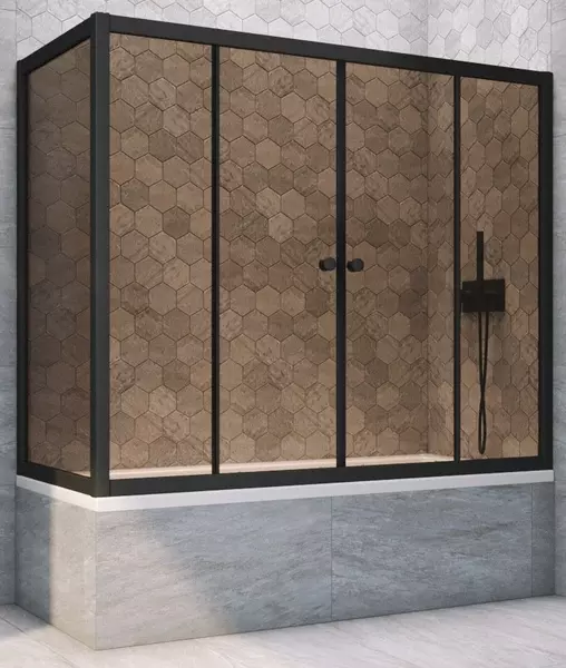 

Шторка на ванну стеклянная «Vegas Glass» Z2V+ZVF Novo 190/85 бронза/чёрная матовая универсальная