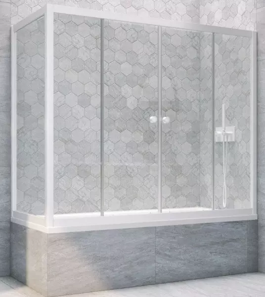 

Шторка на ванну стеклянная «Vegas Glass» Z2V+ZVF Novo 190/90 Crystal vision/белая универсальная