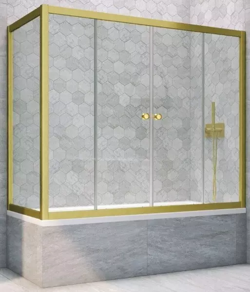 

Шторка на ванну стеклянная «Vegas Glass» Z2V+ZVF Novo 190/90 Crystal vision/золото матовое универсальная