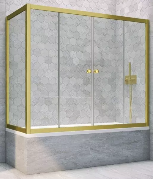 

Шторка на ванну стеклянная «Vegas Glass» Z2V+ZVF Novo 195/75 прозрачная/золото матовое универсальная