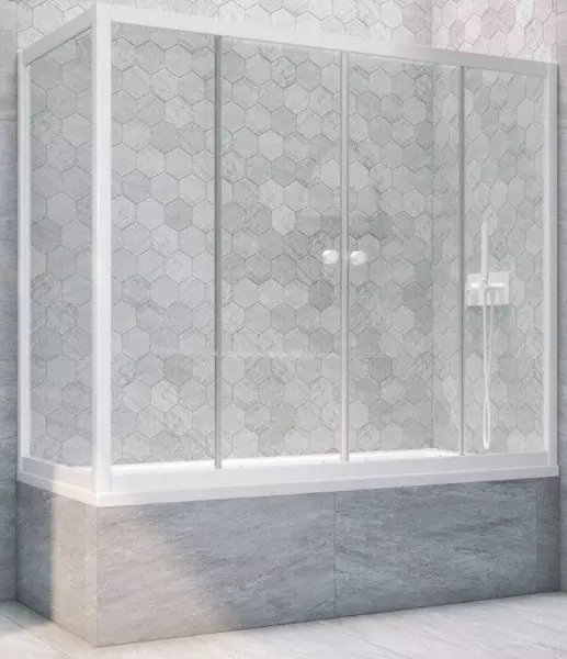 

Шторка на ванну стеклянная «Vegas Glass» Z2V+ZVF Novo 195/90 Crystal vision/белая универсальная
