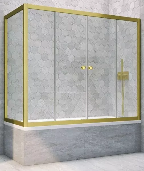 

Шторка на ванну стеклянная «Vegas Glass» Z2V+ZVF Novo 195/90 прозрачная/золото матовое универсальная