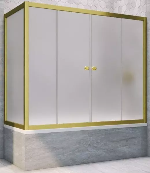 

Шторка на ванну стеклянная «Vegas Glass» Z2V+ZVF Novo 195/90 сатин/золото матовое универсальная