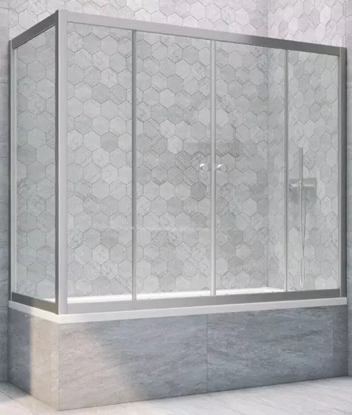 

Шторка на ванну стеклянная «Vegas Glass» Z2V+ZVF Novo 200/70 Crystal vision/хром матовая универсальная