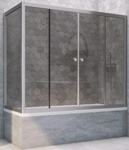 

Шторка на ванну стеклянная «Vegas Glass» Z2V+ZVF Novo 200/75 графит/хром матовая универсальная