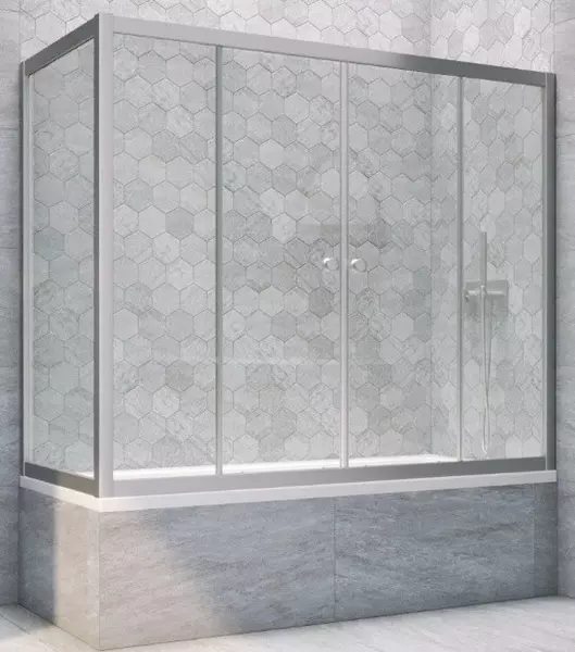 

Шторка на ванну стеклянная «Vegas Glass» Z2V+ZVF Novo 200/80 Crystal vision/хром матовая универсальная