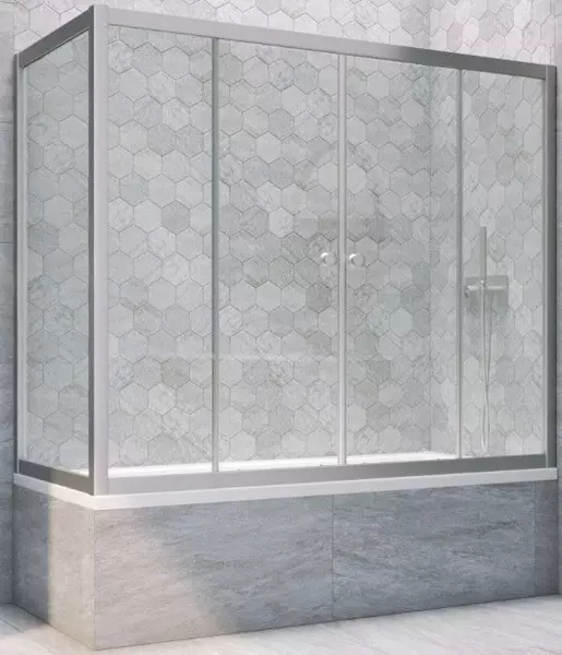 

Шторка на ванну стеклянная «Vegas Glass» Z2V+ZVF Novo 200/85 Crystal vision/хром матовая универсальная