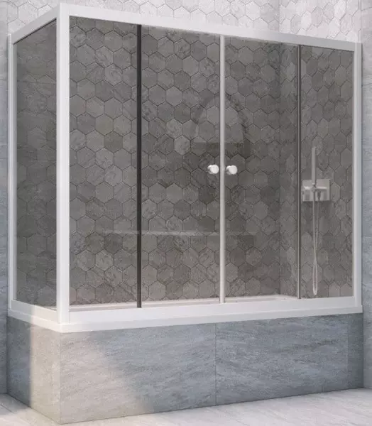 

Шторка на ванну стеклянная «Vegas Glass» Z2V+ZVF Novo 200/90 графит/белая универсальная