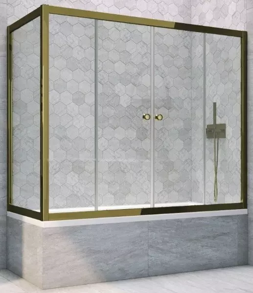 

Шторка на ванну стеклянная «Vegas Glass» Z2V+ZVF Tur Novo 155/80 Crystal vision/бронза универсальная