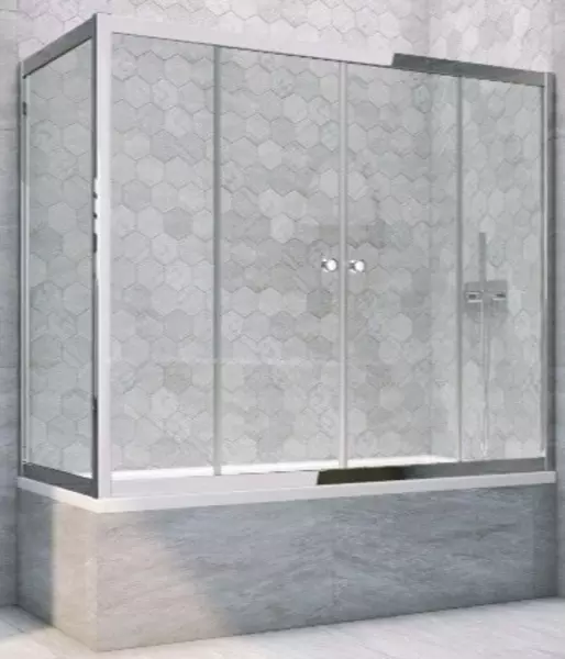 

Шторка на ванну стеклянная «Vegas Glass» Z2V+ZVF Tur Novo 155/85 Crystal vision/хром глянцевая универсальная